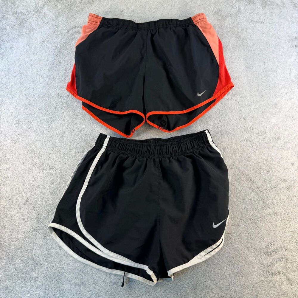 Nike Tempo Running Shorts Lot 2 Womens Size Small Black Coral White Dri-Fit